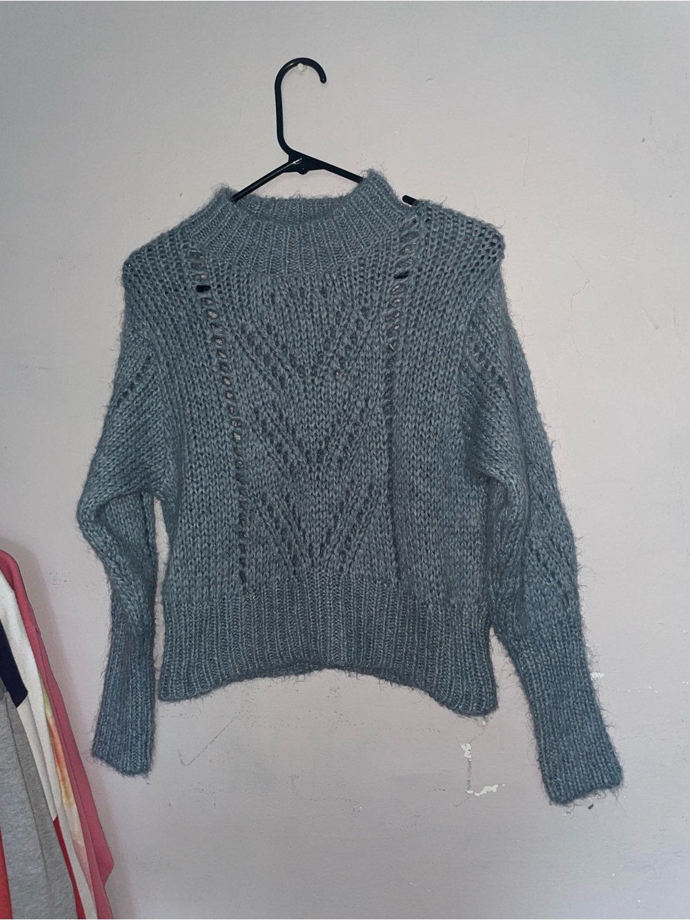 Zara Blue-Grey Chunky Cable Turtleneck Sweater